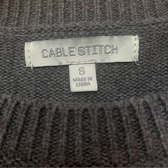 Cable Stitch Sweater Unisex Black White Grey Red Size Small - Picture 5 of 11